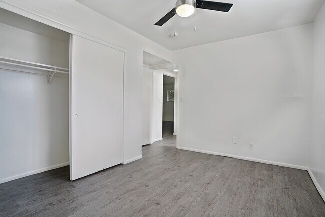 Bedroom with ample closet space