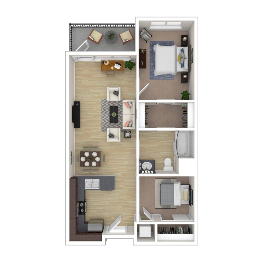 2B Floorplan 3D - 1X1.5 PENTHOUSE DEN LOFT B