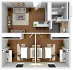 2 Bed 1 Bath Unit