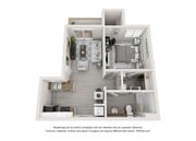 A 3D floor plan rendering of The Newport