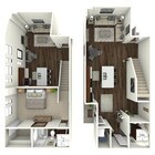 877 square foot one bedroom, one and a half bath loft apartment home
