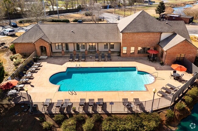 Aerial view of the clubhouse and pool - The Oaks of St. Clair Rental