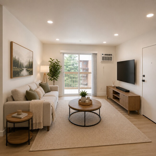 Furnished Living Room with Balcony