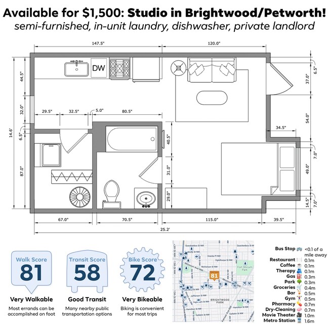 Floor Plan - 527 Longfellow St NW Unidad 1 Rental