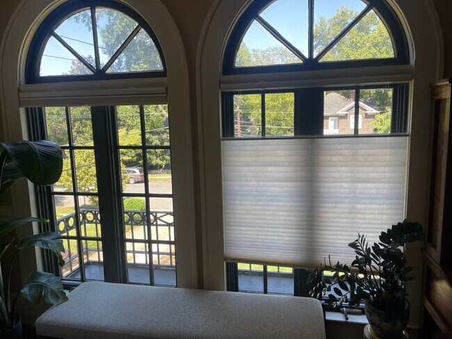 architectural palladian windows in front living room - 418 Clement Ave Unit #3