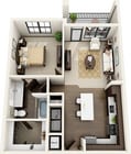 Riverhouse A2 Floor Plan *Photo does not include a total representation of floorplan; Floorplan does not include patio or balcony space.