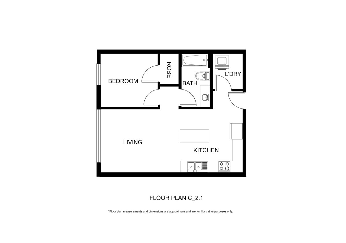 Floor Plan - One Bedroom, One Bath