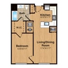 A4 | 1 Bed | 1 Bath floor plan 333 Central