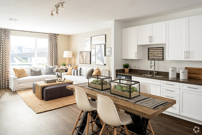 Custom white shaker-style cabinetry - Apex Laguna Niguel Apartments