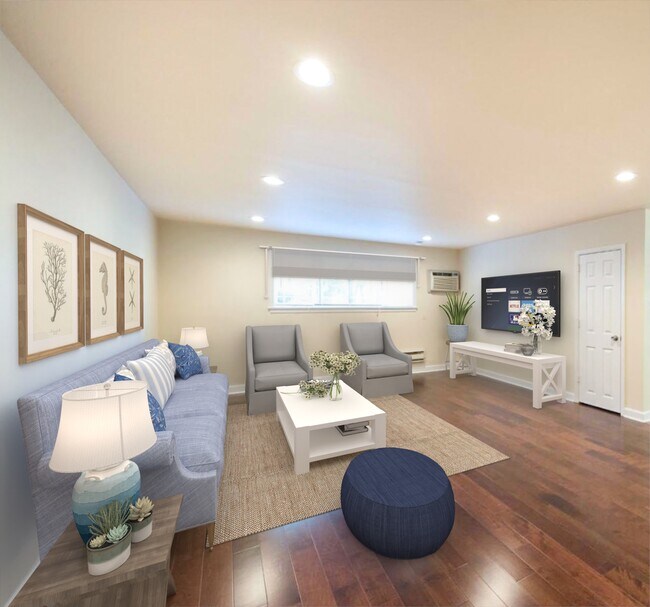 Living room with updated flooring