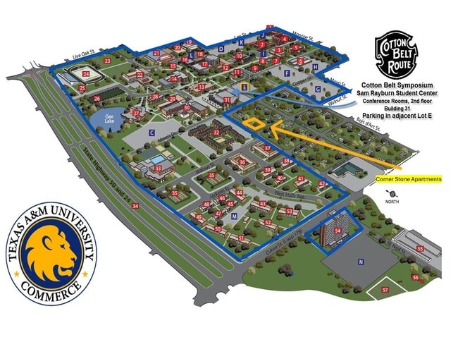 Map. 2 min walk to campus - Corner Stone