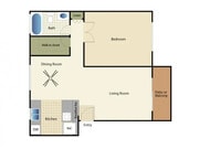 2D Rendering of a 1 Bed Floor Plan