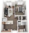 1 BED 1 BATH 679 sq ft