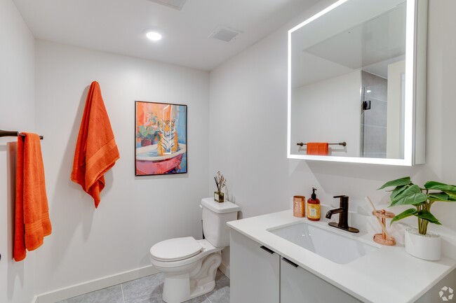 Modern Bathrooms with Storage - Copper Flats Apartments