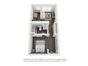 Corner studio apartment home. Has an extra transom window in the bedroom and kitchen area. Bedroom and kitchen/living space are seperated by a hallway and bathroom. Tons of kitchen cabinet space and large bathroom. 380 sqft. (does not have a dishwasher, will utilize on site laundry facility located