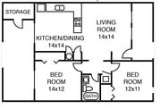 2BR/1BA