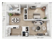 1BR/1BA 930 Sq.ft
