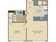 One Bedroom One Bath (693 SF)