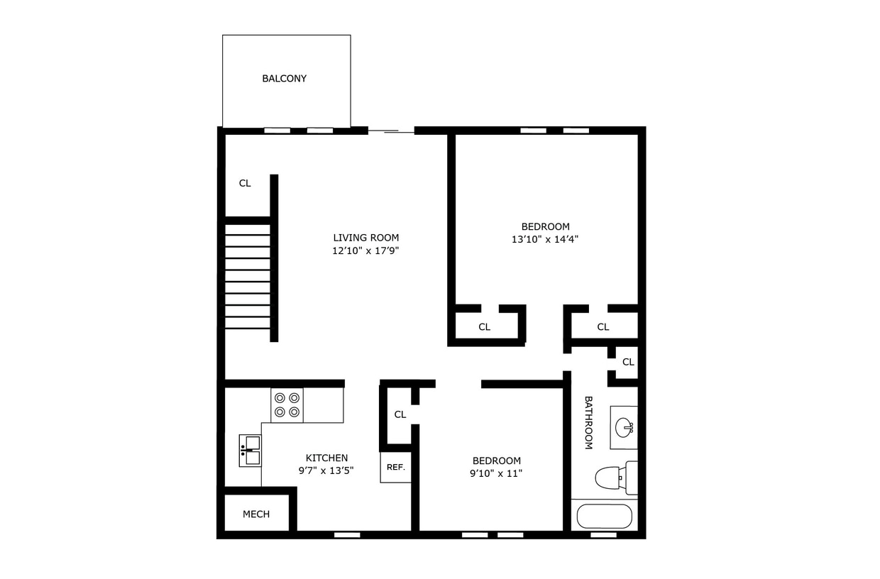 Floor Plan - 2 Bedroom 1 Bath