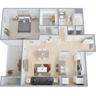 One bedroom, one bath, 830 square foot apartment home