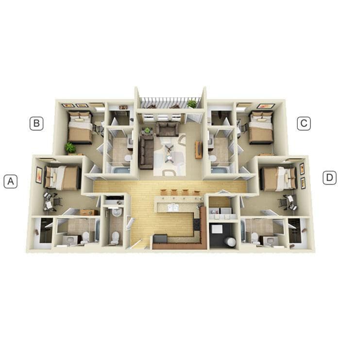 Floor Plan - 4 bedroom 4 bath