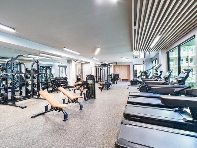 This expansive fitness center is fully equipped for strength training, cardio, and everything in between—all just steps from your front door.