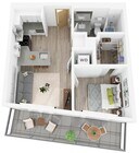 Plano T | 1 dormitorio, 1 baño