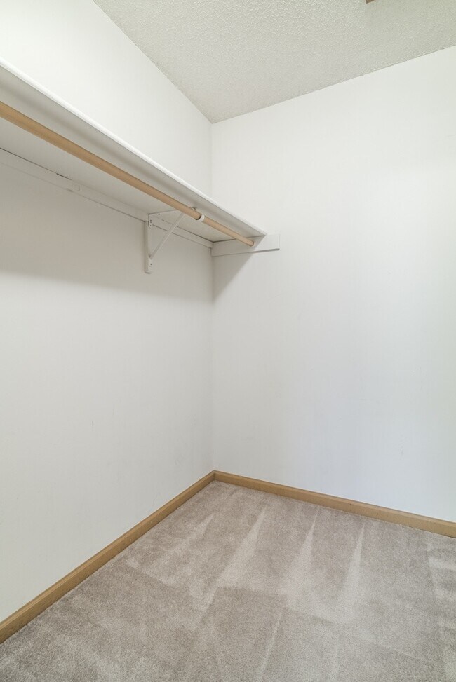 Large walk-in closets offer plenty of space to keep your wardrobe organized.