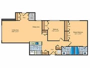 2 BR 2 BA A Floorplan 1066