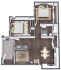 2 bed, 1 bath Type B