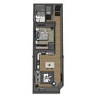 George H: 1 Bedroom x 1 Bath Apartment Floorplan at Depot Square Flats, Batesville, Indiana 47006