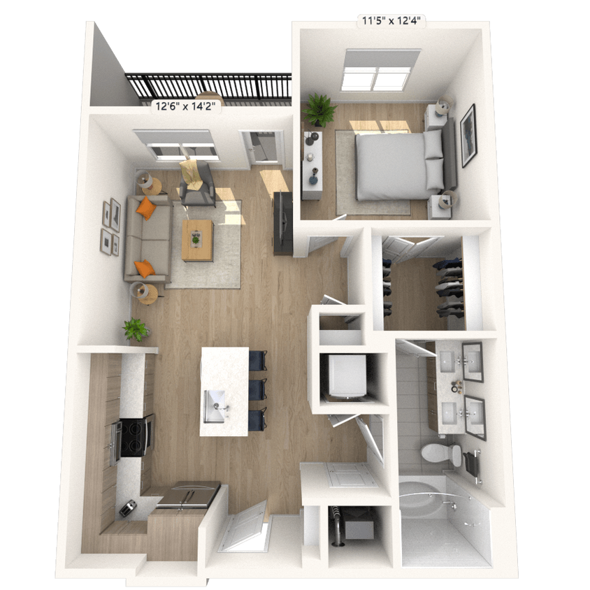Floor Plan - A4 1x1 759 SF