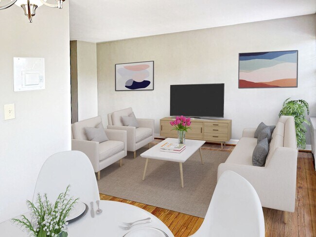 Sala de estar y comedor del apartamento (preparado virtualmente) - Mason Hall