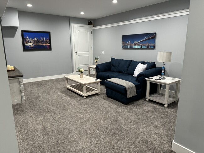 Living room with smart tv - 11 Edgewood Rd Unit Basement modern apartment