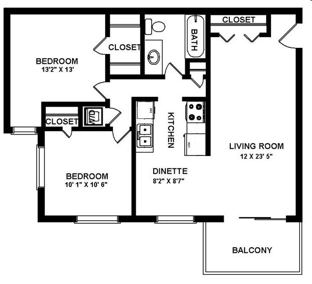 2BR/1BA - 2X1B