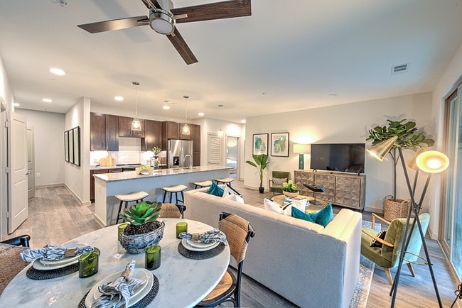 2 Br, Living - Wood style floors - The Pointe at Valley Ranch Town Center Rental