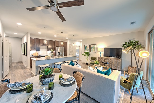 2 Br, Living - Wood style floors - The Pointe at Valley Ranch Town Center Apartments