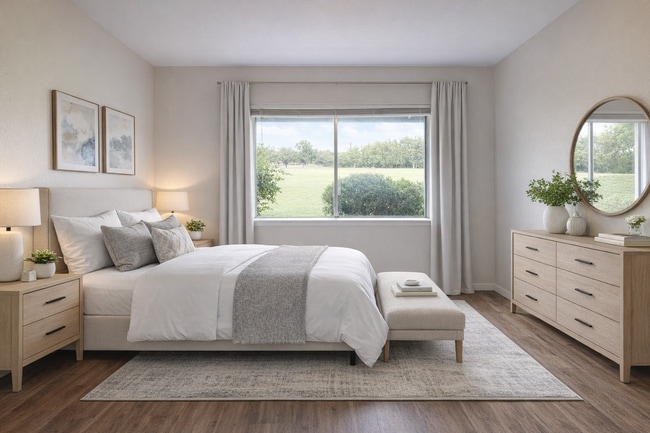 Fresh, light-filled bedroom with one window. Virtually staged. - 5917 Little Creek Trl