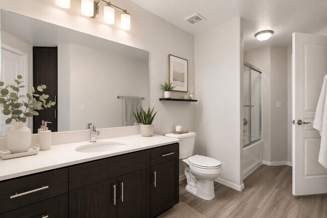 Transform your daily routine in the stunning bathroom at Highland Groves at Morrison Ranch. With modern finishes and ample space, this sanctuary offers both comfort and style. Elevate your lifestyle today—schedule a tour now!