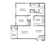 Two Bedroom One Bath (887 SF)