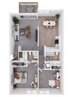 Valley Run 2 Bedroom 2 Bathroom Vaulted_3D