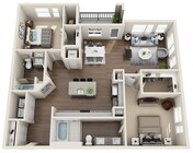 Two Bedrooms, Two Bathrooms, 1263 sqft, Full-Sized Washer/Dryer, Patio/Balcony