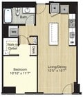 Plano de planta de 4 habitaciones