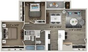 Two Bedroom One Bath Floor Plan
