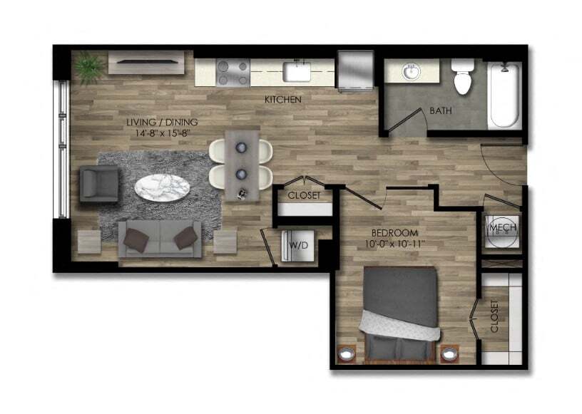 Floor Plan - 1 Bed/1 Bath JR-24W
