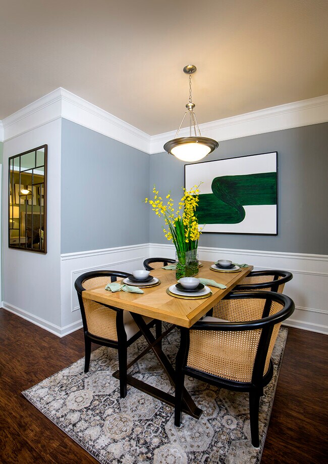 Dining Area with Crown Molding and Judges Panels