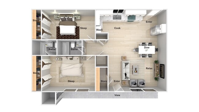 2 Bed 2 Bath Floorplan - Axis at Rocket City