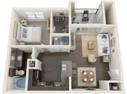 A2 One Bedroom One Bathroom 695 sqft