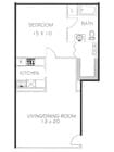 1 Bed 1 Bath Floorplan