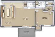 1 Bedroom 1.5 Bathroom